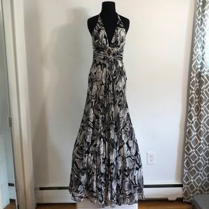 Donna Rico Evening Black & White Flower Dress